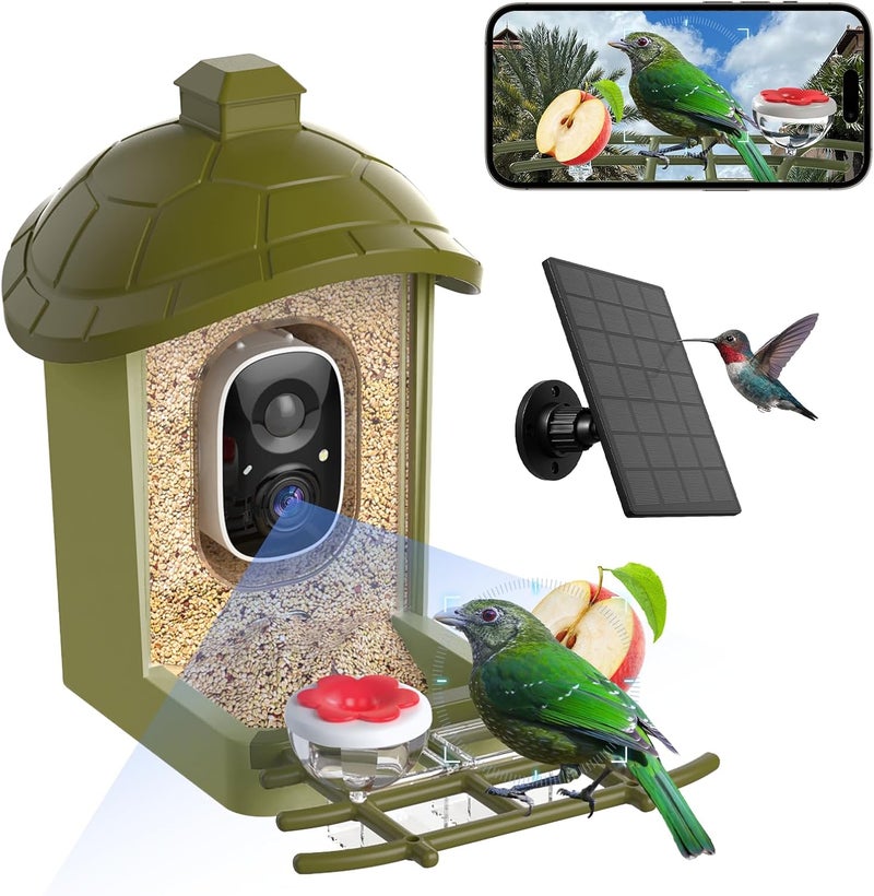 oddkont Smart Bird Feeder with Camera, Bird Feeder Camera 2K HD Record Video Live View with Solar Panel, AI Identify Species Auto Capture, Instant Arrival Alerts, Gift for Birds Lover - Image 1